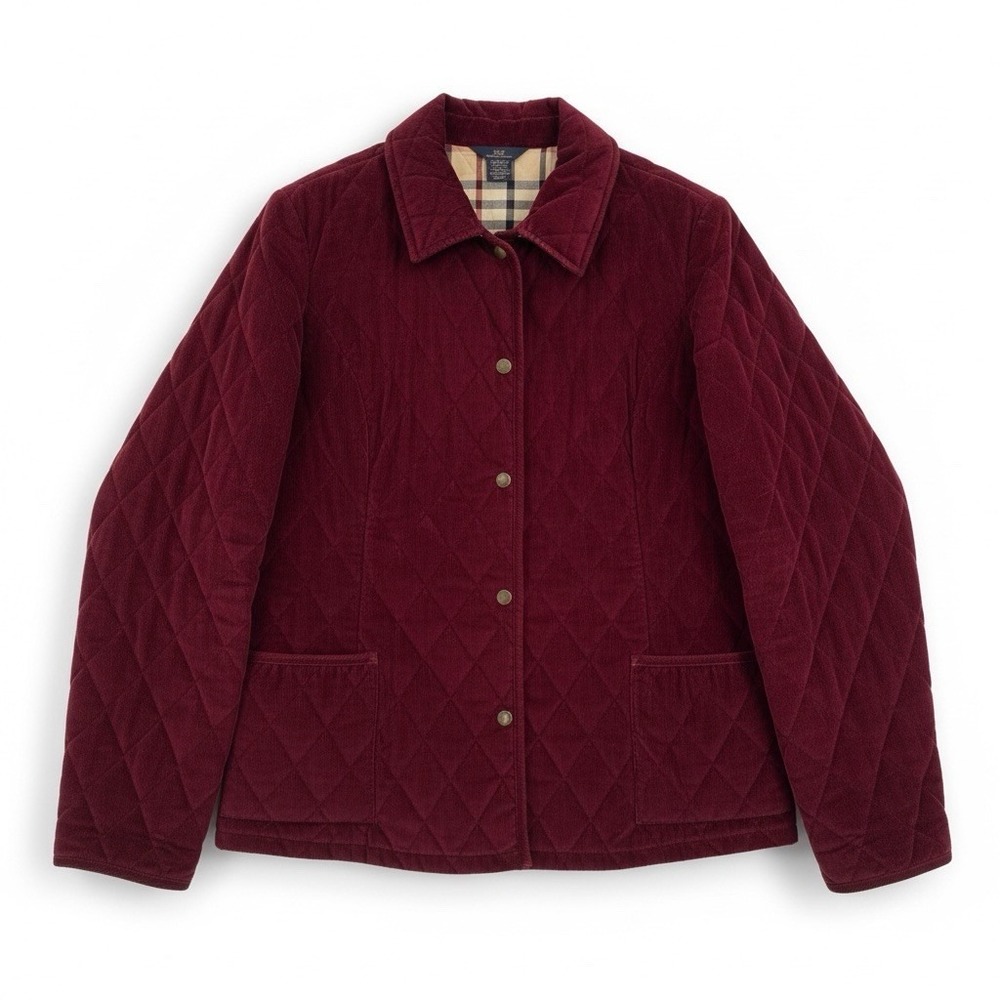 Brooks Brothers Quilted Corduroy Field Jacket Women's Size 12 Plaid Lined Riding